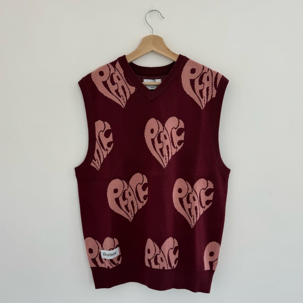 NWT Butter Goods Wine Peace Knit Vest